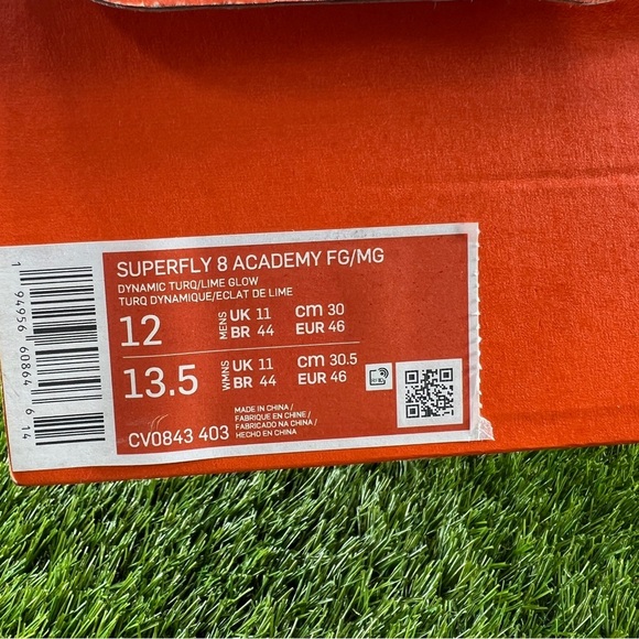 Mens 12 Nike Mercurial Superfly 8 Academy MG Dynamic Teal/Turquoise CV0843-403 - Picture 11 of 13